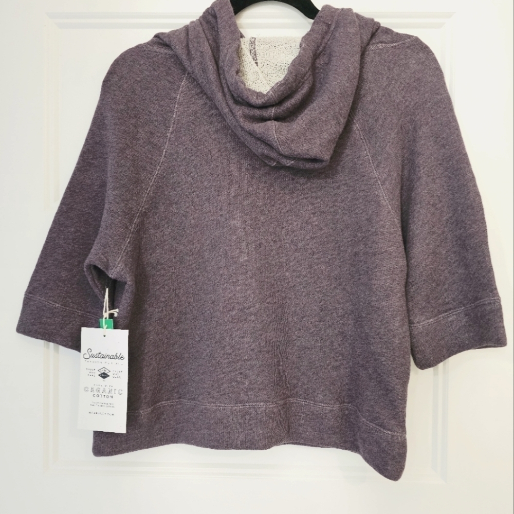 New Women's Pact Half Sleeve Purple Hoodie sz small - Picture 2 of 5